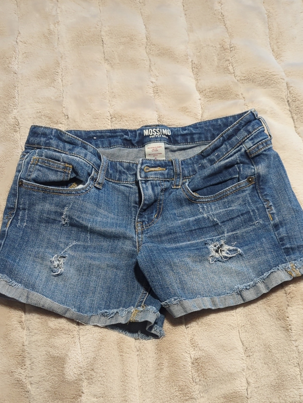 Mossimo Supply Co. Classic Blue Distressed Denim Roll-Hem Shorts